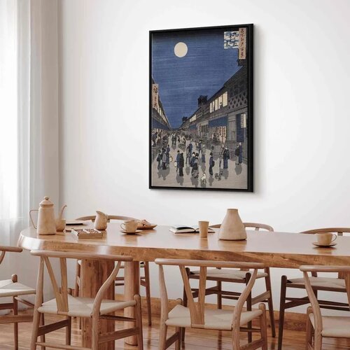  Slika - Utagawa Hiroshige &amp;ndash; Night time view of Saruwaka Street 40x60 U crnom drvenom okviru Slike