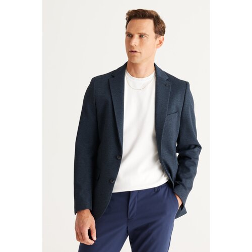 Altinyildiz classics Men's Black-Navy Blue Slim Fit Slim Fit Monocollar Diagonal Patterned Jacket. Slike