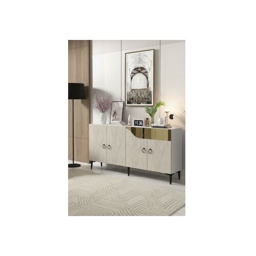 Hanah home konzola gama 150 white travertine gold Cene