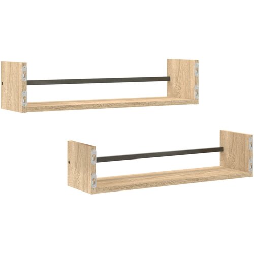  Zidne police s prečkama 2 kom boja hrasta sonome 60x16x14 cm Slike