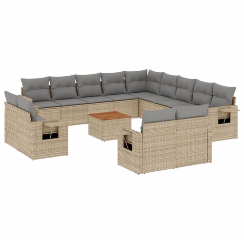 vidaXL 14-dijelni set vrtnih sofa s jastucima poliratan Bež Cene