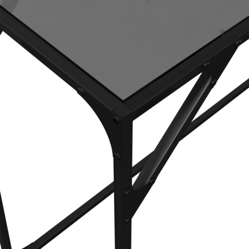  Konzolni stol s crnom staklenom povr&amp;scaron;inom 98x35x81 cm čelični Slike