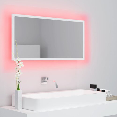  LED kupaonsko ogledalo bijelo 90 x 8,5 x 37 cm akrilno Slike