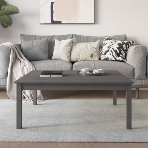 The Living Store Klubska mizica siva 100x100x40 cm trdna borovina - Klubska Mizica, (21421230) Slike