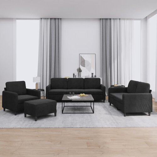  4-dijelni set sofa s jastucima crni bar&scaron;unasti Cijene