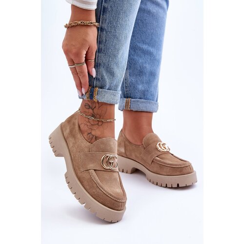 Kesi Women's Suede Shoes with Rosefalls Beige Cene