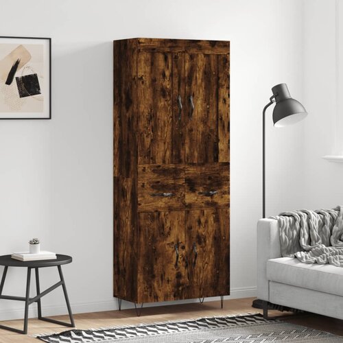 vidaXL Visoka komoda dimljen hrast 69,5x34x180 cm inženirski les Cene