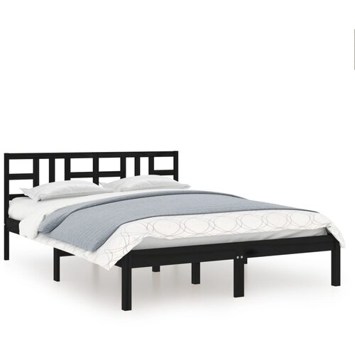 Maison Chic Posteljni okvir - Dvoposteljna postelja - Zakonska postelja črn iz trdnega lesa 140x190 cm-J14098, (21772534) Cene