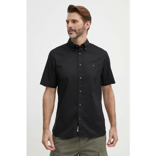 Tommy Hilfiger Bombažna srajca moška, črna barva