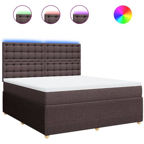 vidaXL Box spring postelja z vzmetnico temno rjava 180x200 cm blago, (21307543) Cene