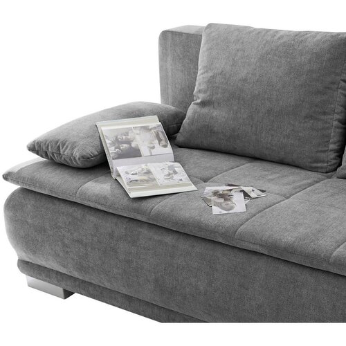 MID.YOU ZOFA S POSTELJNO FUNKCIJO, temno siva tekstil, leseni material Slike