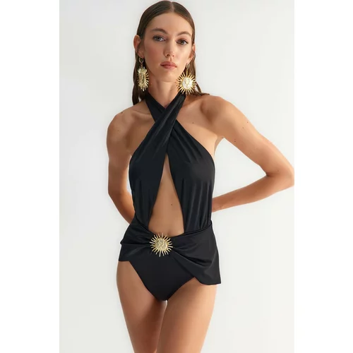 Trendyol X Zeynep Tosun Black Sun Accessory Detailed Swimsuit