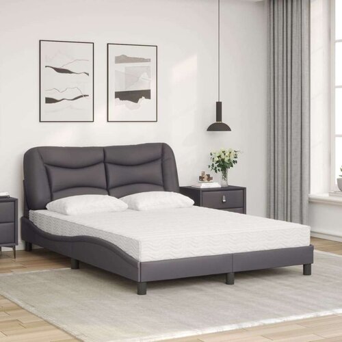 VidaXL krevet s madracem sivi 140x190 cm od umjetne kože Slike