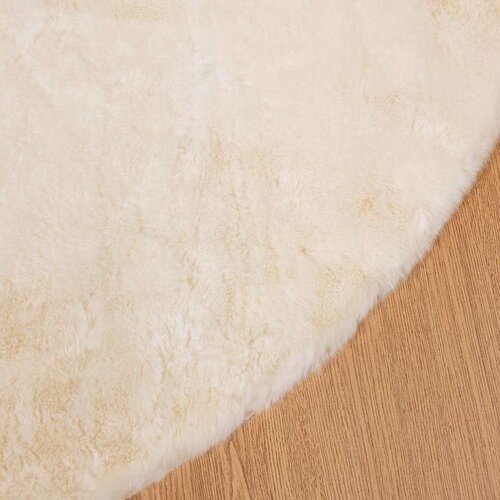  Faux Rabbit Fur Rug Krema &amp;Oslash; 120 cm Poliester Slike