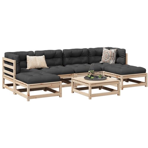 VidaXL 7-dijelni set vrtnih sofa s jastucima od masivne borovine Slike