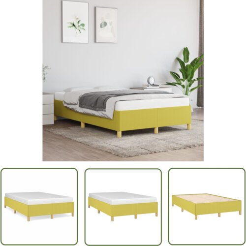 The Living Store Posteljni okvir brez vzmetnice zelen 120x200 cm blago - Posteljni Okvir, (21737277) Slike