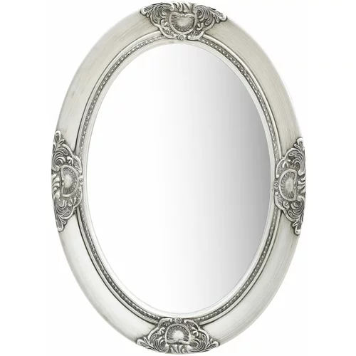 vidaXL Stensko ogledalo v baročnem stilu 50x70 cm srebrno