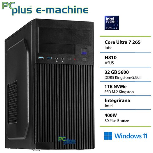 PCPLUS namizni računalnik e-machine Core Ultra 7 265/Intel Core Ultra 7/32GB/SSD 1TB/Win 11 Pro/integrirana Intel UHD Slike