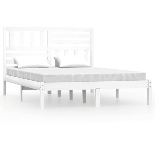  Okvir za krevet od masivne borovine bijeli 140 x 200 cm Slike