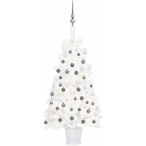  Umjetno božićno drvce LED sa setom kuglica bijelo 90 cm