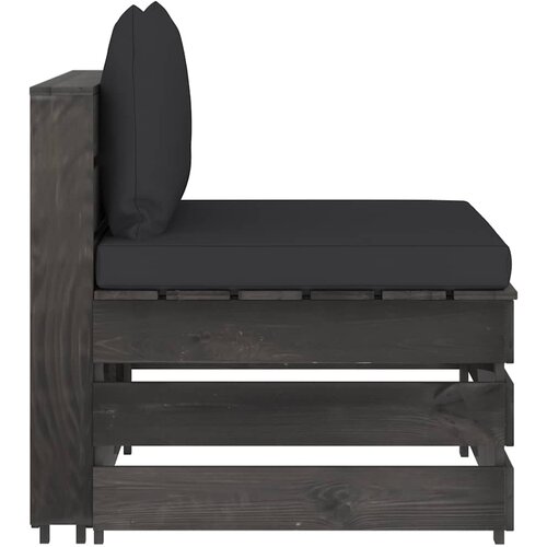  Modularna srednja sofa s jastucima od sivo impregniranog drva Crna Slike