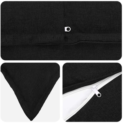  Presvlaka za jastuk 2 kom. HOUTEN Crna 55 x 55 cm Umjetni lan - Crna 55 x 55 cm 2 Slike