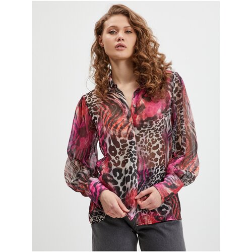 Guess Dark pink Ladies Patterned Shirt Raven - Women Slike