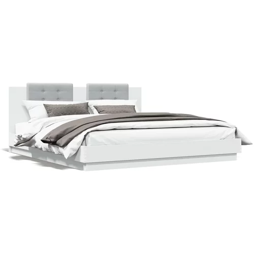 vidaXL Okvir kreveta s uzglavljem bijeli 180x200 cm konstruirano drvo