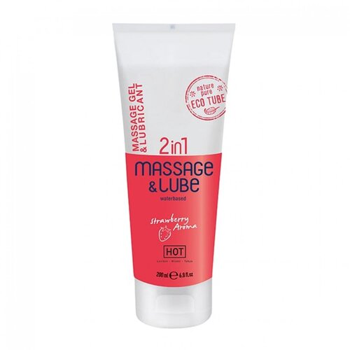Hot 2 in 1 Massage Gel and Lubricant - Strawberry Cene