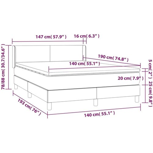 vidaXL Box spring posteljni z vzmetnico črn 140x190 cm žamet Cene