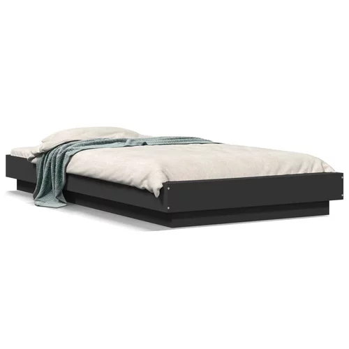 vidaXL Okvir za krevet s LED svjetlima crni 100 x 200 cm drveni