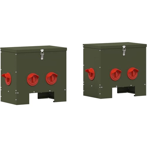  Hranilica za piliće 2 pcs Maslinasto zelena 40,5 x 25 x 38 cm Slike