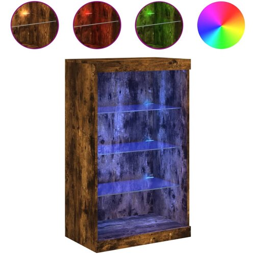 Maison Chic Komoda - Predalnik z LED lučkami dimljen hrast 60,5x37x100 cm, (21718932) Cene