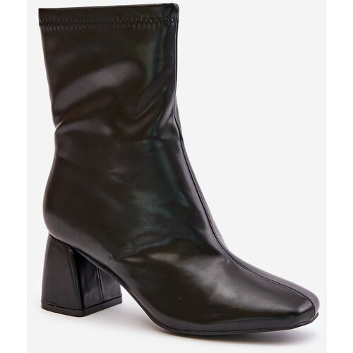 Kesi Smooth women's ankle boots with heels made of eco-leather black Izariel Cijene