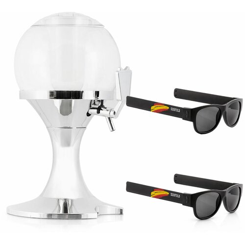 Paket rashladni dozator piva InnovaGoods i 2 sklopive sunčane naočale Sunfold Spain Black Slike