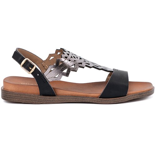 Sergio Leone Black sandals with openwork decorations Slike