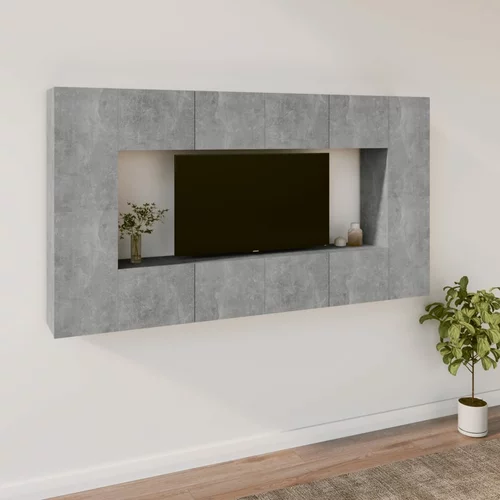 vidaXL 8-dijelni set tv ormarića siva boja betona konstruirano drvo