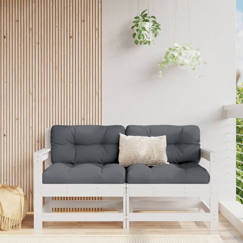 The Living Store Vrtni stoli z blazino 2 kosa bela trdna borovina - Vrtni Stol, (21475669) Cene