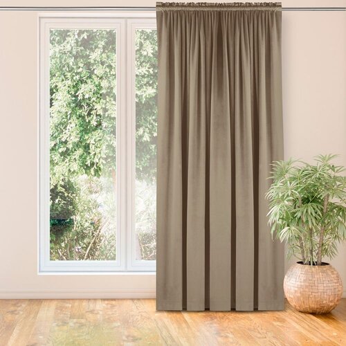  Curtain VILA color beige style classic 5 cm pole pocket with 3 cm fringe velvet 200x225 HOMEDE Slike