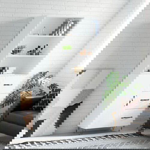 VidaXL Visoka omara bela 69,5x34x180 cm inženirski les Slike