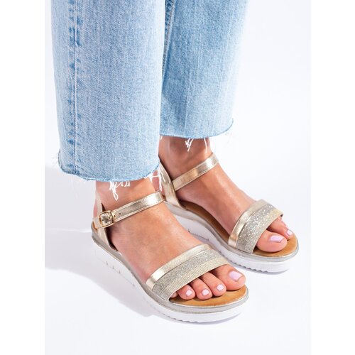 SHELOVET platform sandals gold Slike