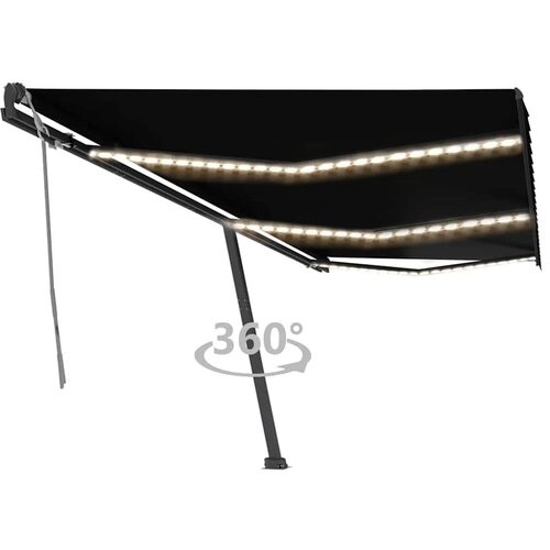 vidaXL ročna zložljiva tenda z led lučkami 600x300 cm antracitna Cene