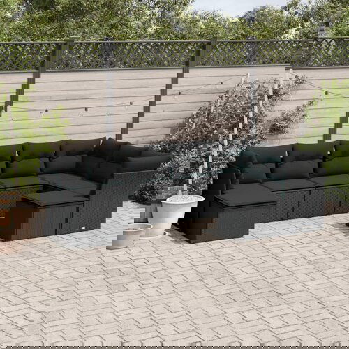 VidaXL 9-dijelni set vrtnih sofa s jastucima crni od poliratana Slike