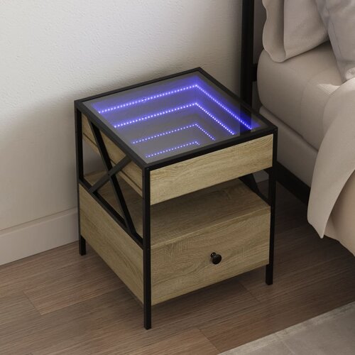 Furnova Nočna mizica z neskončnimi LED sonoma hrast 40x40x51 cm, (21926236) Cene
