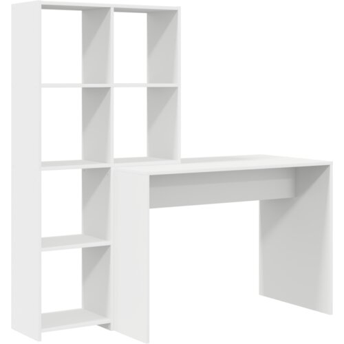 VidaXL Stol s policom s pohranom Bijela 138.5 x 55 x 143 cm Konstruirano drvo Slike