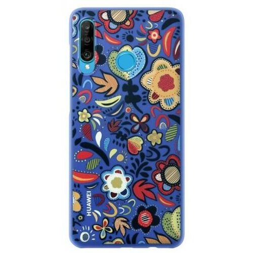 Huawei Original silikonski ovitek floral za p30 lite - moder Cene