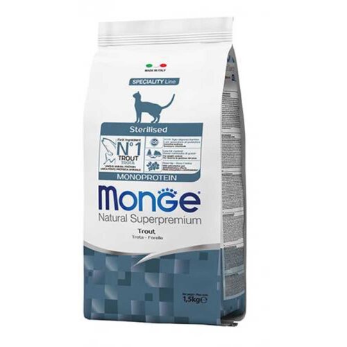 Monge suva hrana za sterilisane mačke sa ukusom pastrmke, 400g Slike