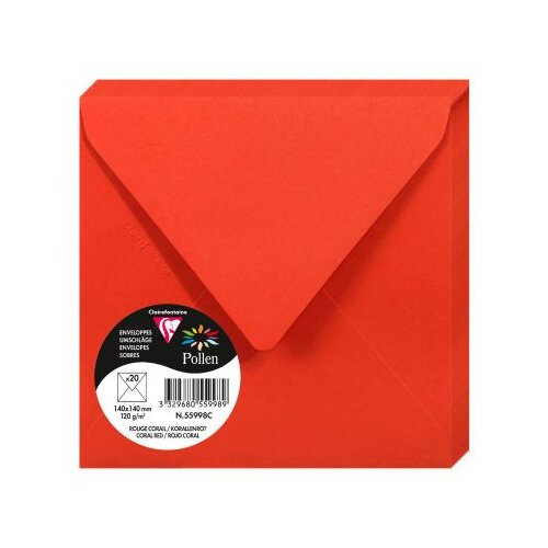 Clairefontaine kuverte Pollen 140x140mm 120gr coral red 1/20 Cijene