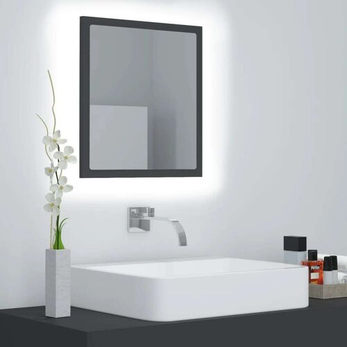 vidaXL lED kupaonsko ogledalo sivo 40 x 8,5 x 37 cm konstruirano drvo Cene