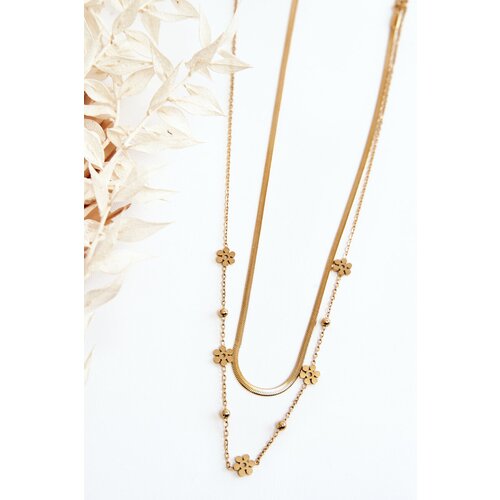 Glam Chic Women&amp;#039;s Snake Chain With Flowers Gold Slike